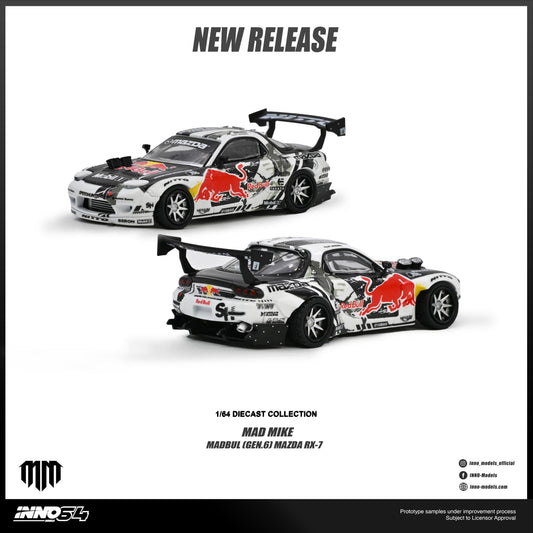 PREORDER INNO64 1/64 MAZDA RX7 MAD MIKE MADBUL (GEN.6) IN64-RX7MM-02 (Approx. Release Date : Q4 2026 subject to the manufacturer's final decision)
