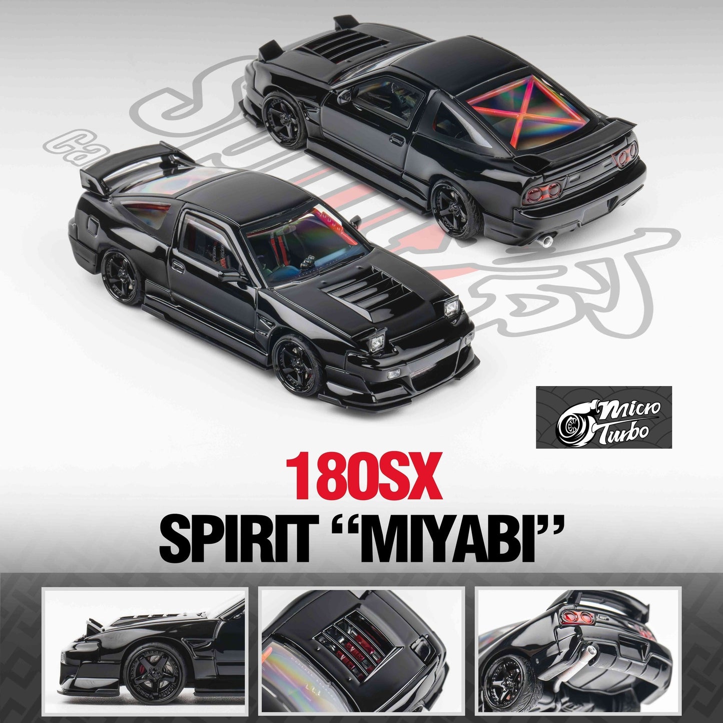 Micro Turbo 1/64 Custom 180SX MIYABI - Black MT6407A6