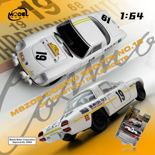 PREORDER MODELMODEL 1/64 Mazda Cosmo Sport No.19 of Marathon De La Route 1968 (BLISTER PACK) MM64-MCS-001 (Approx. Release Date: Q2 2026 and subject to the manufacturer's final decision)