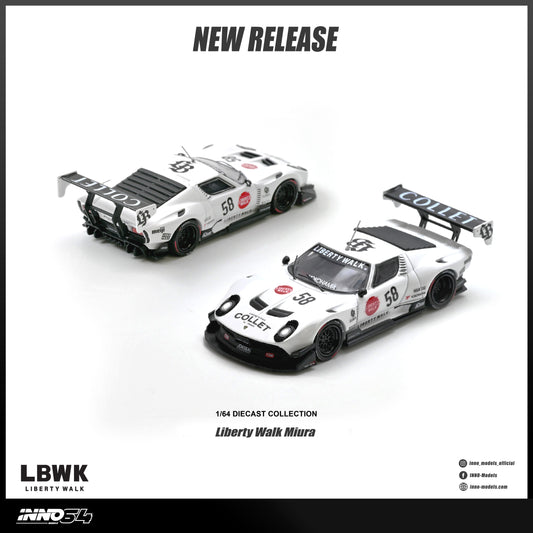 PREORDER INNO64 1/64 LB-Silhouette WORKS Miura GT IN64-LBMIURA-01 (Approx. Release Date : Q4 2026 subject to the manufacturer's final decision) **CHASE CARS ARE RAMDOMLY PACKED**