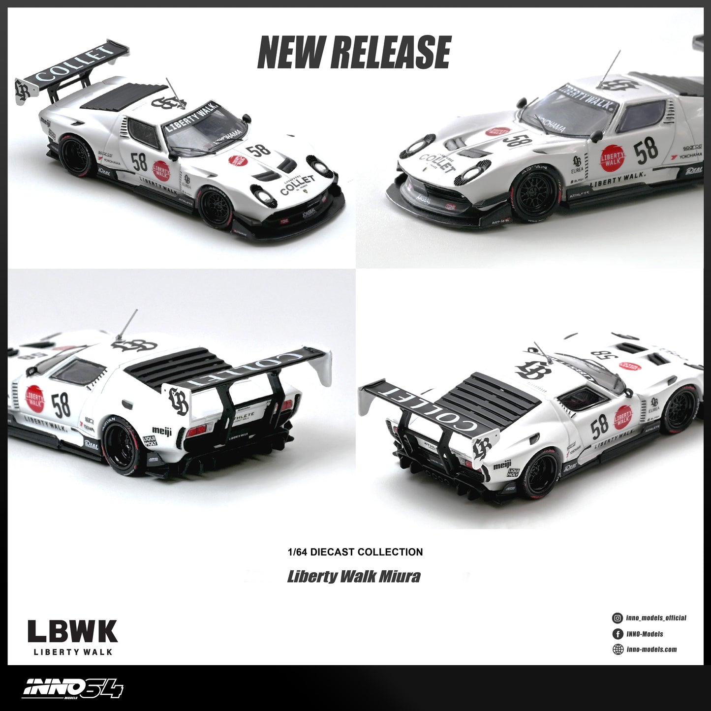 PREORDER INNO64 1/64 LB-Silhouette WORKS Miura GT IN64-LBMIURA-01 (Approx. Release Date : Q4 2026 subject to the manufacturer's final decision) **CHASE CARS ARE RAMDOMLY PACKED**