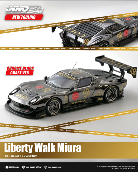 PREORDER INNO64 1/64 LB-Silhouette WORKS Miura GT IN64-LBMIURA-01 (Approx. Release Date : Q4 2026 subject to the manufacturer's final decision) **CHASE CARS ARE RAMDOMLY PACKED**