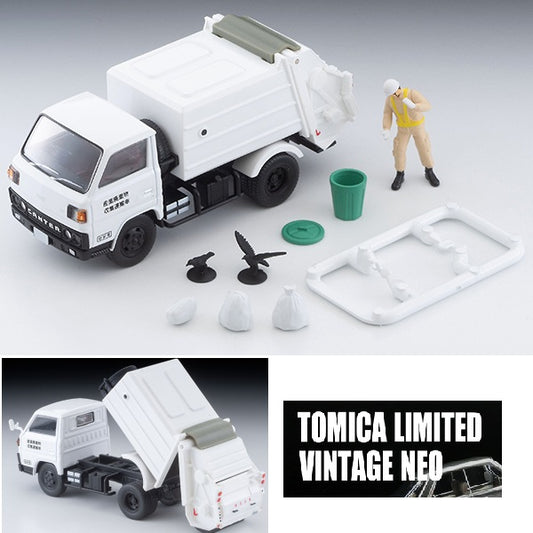 TOMYTEC TLVN 1/64 Mitsubishi Fuso Canter Cleaning Truck (White) with Figure  LV-N343b