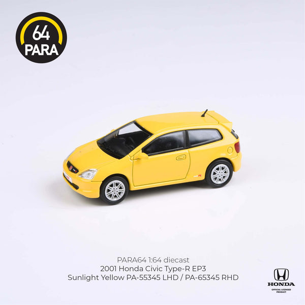 PARA64 1/64 Honda Civic Type R EP3 Sunlight Yellow LHD PA-55345