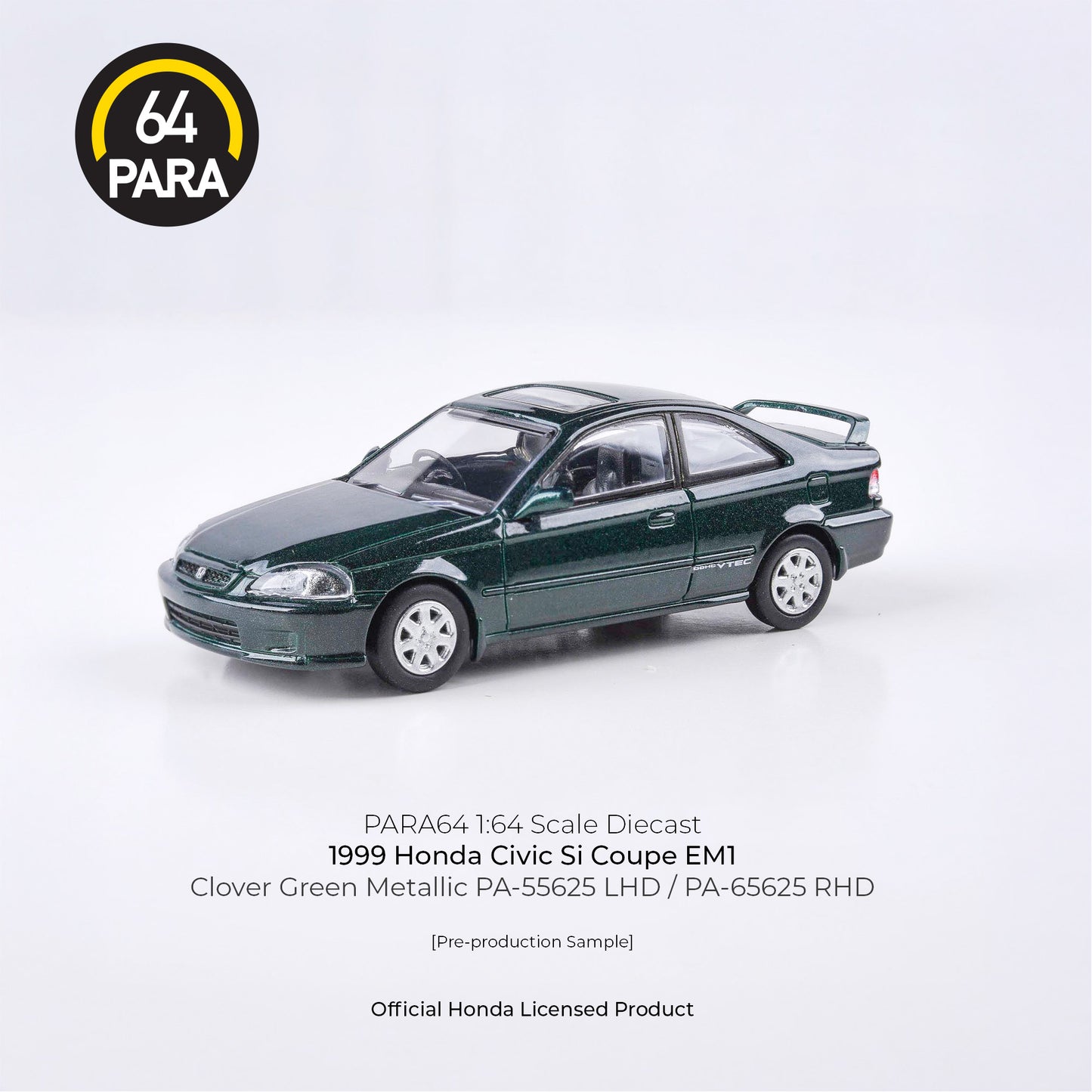 PARA64 1/64 1999 Honda Civic EM1 Clover Green Pearl LHD PA-55625
