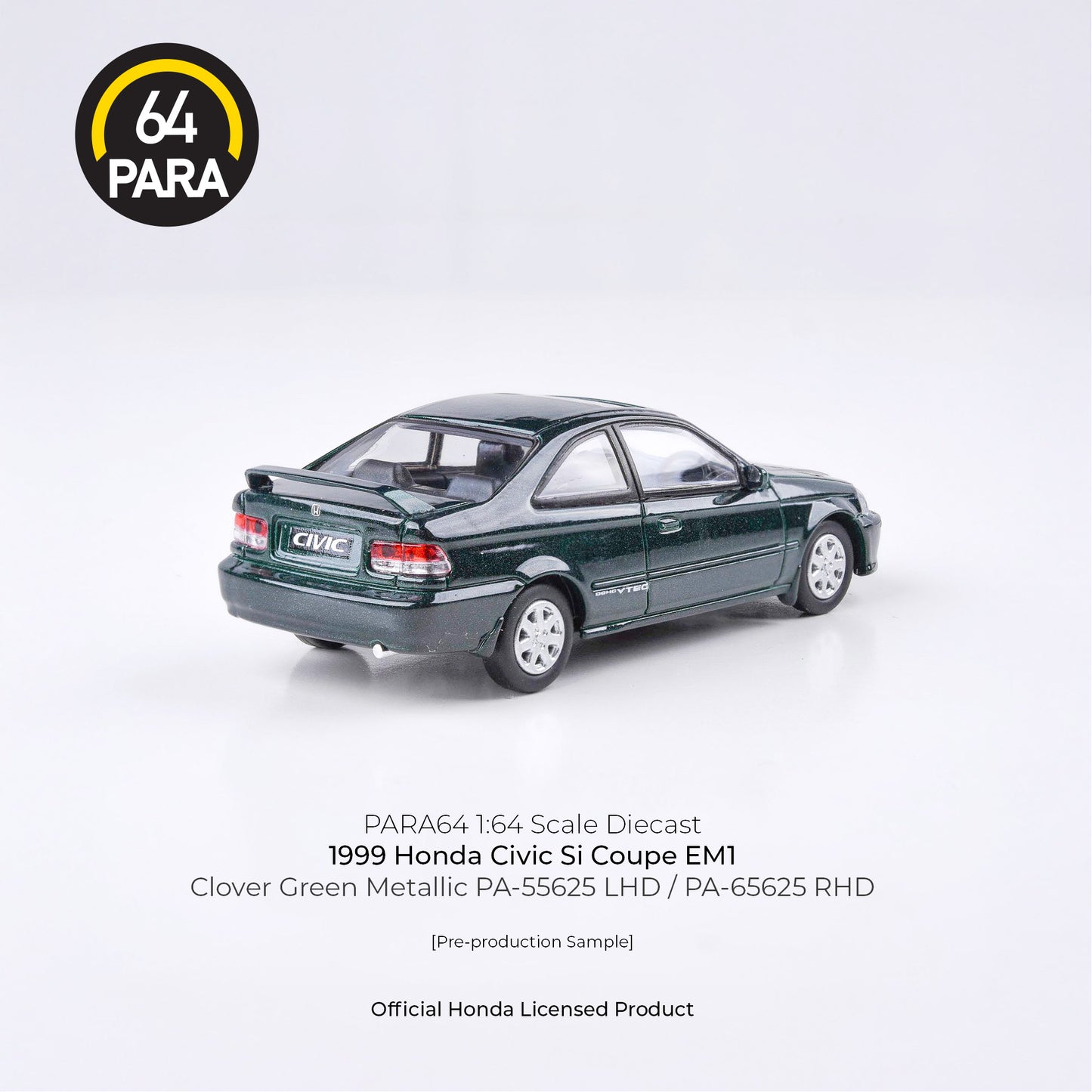 PARA64 1/64 1999 Honda Civic EM1 Clover Green Pearl LHD PA-55625