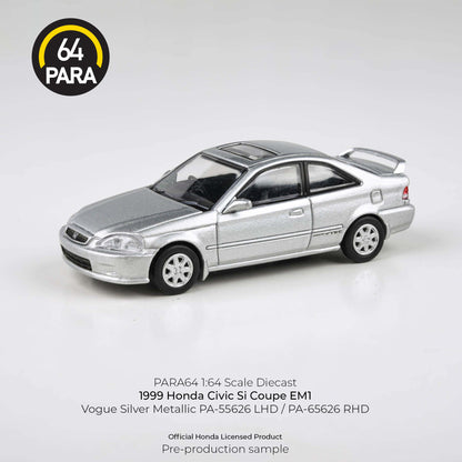PARA64 1/64 1999 Honda Civic EM1 Vogue Silver Metallic w/wing PA-55626 LHD