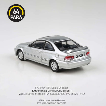 PARA64 1/64 1999 Honda Civic EM1 Vogue Silver Metallic w/wing PA-55626 LHD