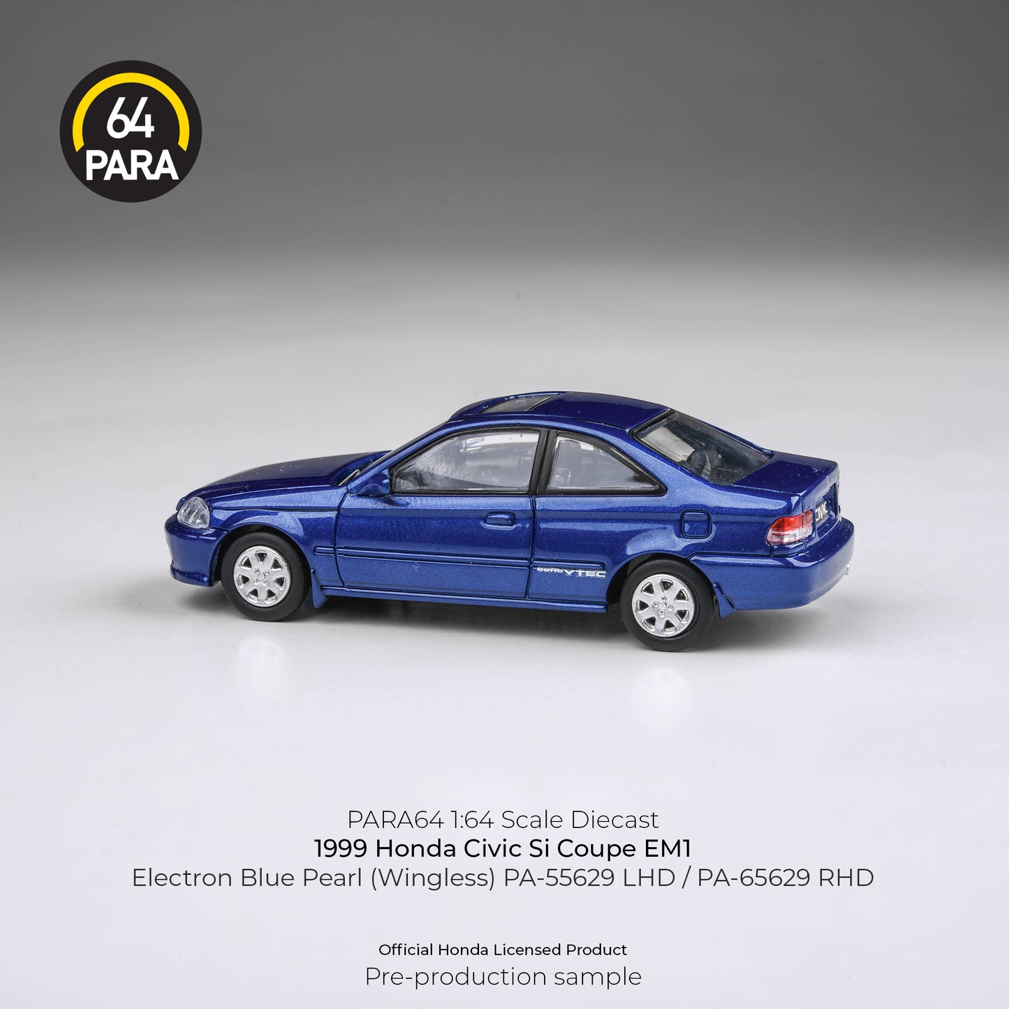PARA64 1/64 1999 Honda Civic EM1 Electron Blue Pearl LHD (wingless) PA-55629