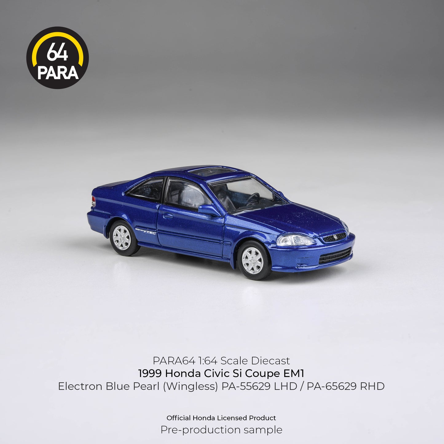 PARA64 1/64 1999 Honda Civic EM1 Electron Blue Pearl LHD (wingless) PA-55629