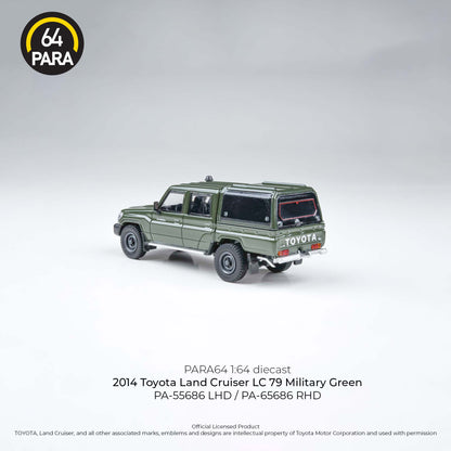 PARA64 1/64 2014 Toyota Land Cruiser Dbl Cab Pickup LC79 Military Green PA-55686