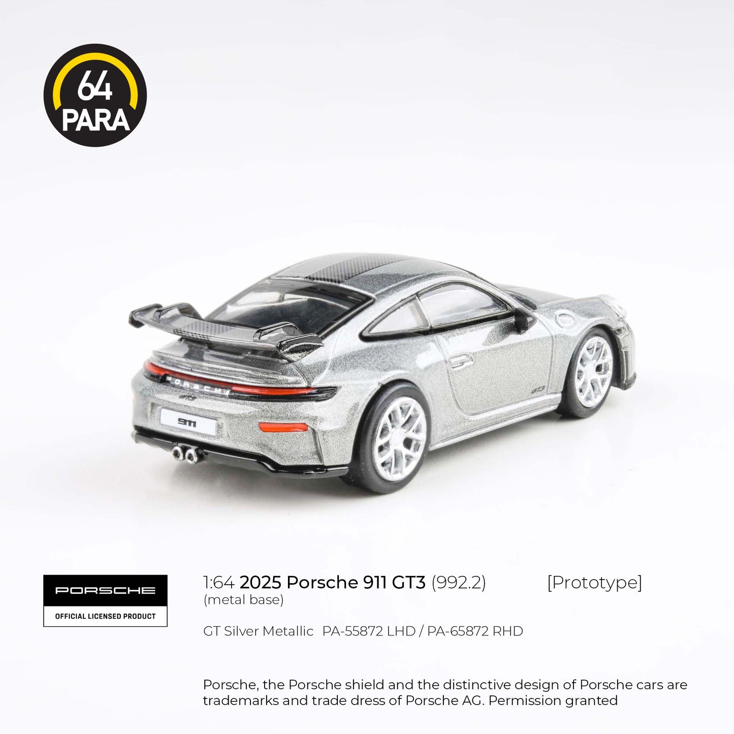 PARA64 1/64 2025 Porsche 911 GT3 (992.2) GT Silver Metallic LHD PA-55872