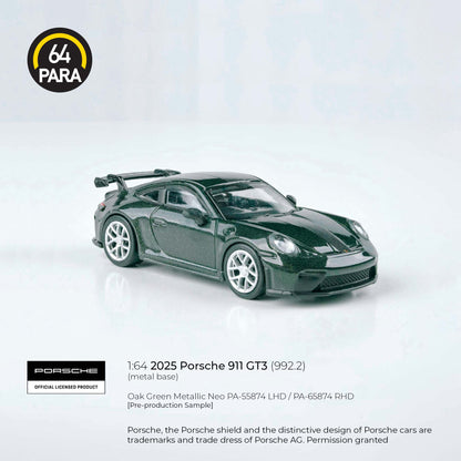 PARA64 1/64 2025 Porsche 911 GT3 (992.2) Oak Green Metallic Neo w/ photo etch wheels LHD PA-55874