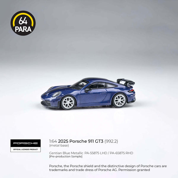 PREORDER PARA64 1/64 Porsche 911 GT3 (992.2) Gentian Blue Metallic LHD PA-55875 (Approx. Release Date : Q4 2025 subject to manufacturer's final decision)