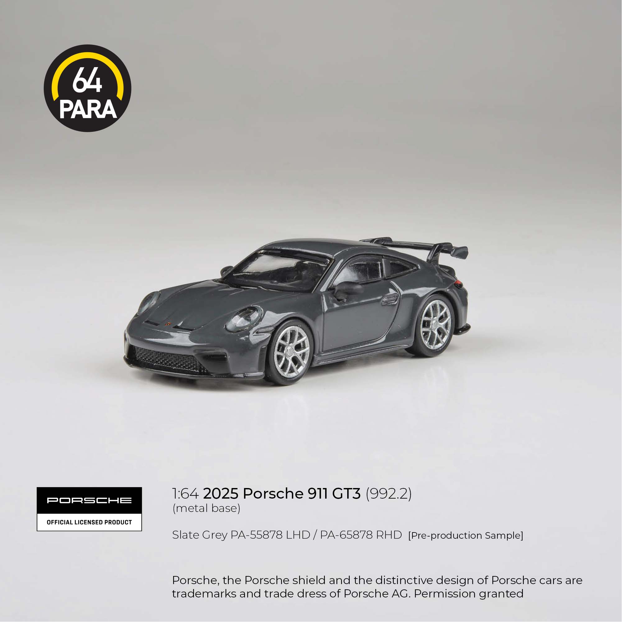 PARA64 1/64 2025 Porsche 911 GT3 99.2 Slate Grey PA-55878 – Tokyo