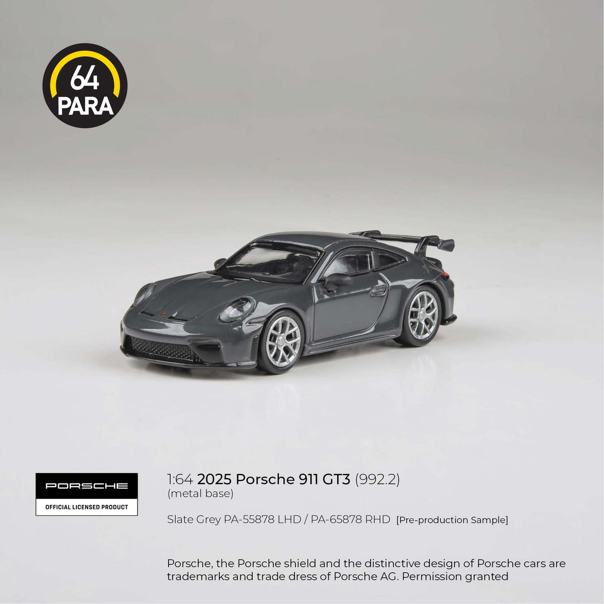 PARA64 1/64 2025 Porsche 911 GT3 99.2 Slate Grey PA-55878
