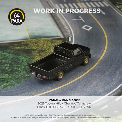 PREORDER PARA64 1/64 2025 Toyota Hilux Champ Tamaraw Black (LHD) PB-55702 (Approx. Release Date : Q2 2026 subject to manufacturer's final decision)