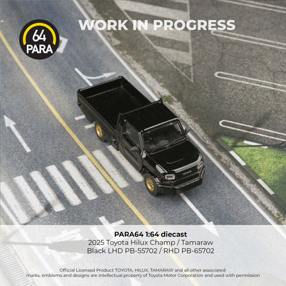 PREORDER PARA64 1/64 2025 Toyota Hilux Champ Tamaraw Black (LHD) PB-55702 (Approx. Release Date : Q2 2026 subject to manufacturer's final decision)