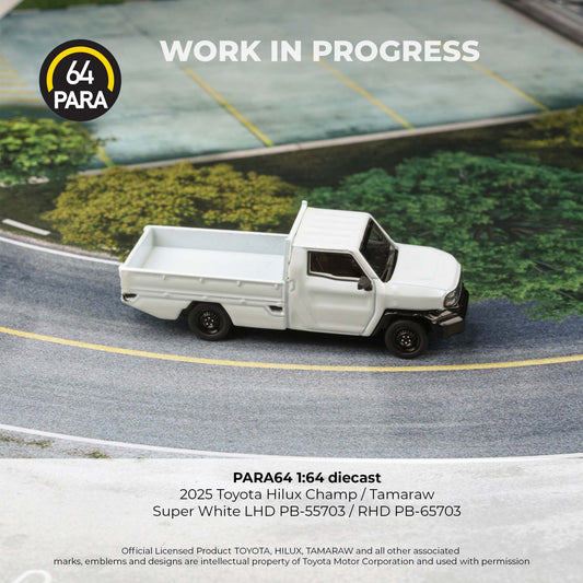PREORDER PARA64 1/64 2025 Toyota Hilux Champ Tamaraw Super White (LHD) PB-55703 (Approx. Release Date : Q2 2026 subject to manufacturer's final decision)
