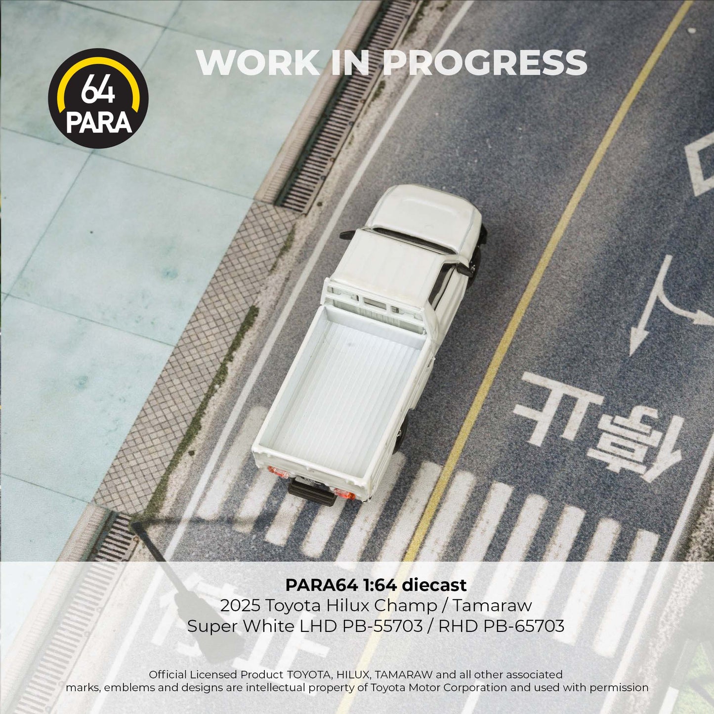 PREORDER PARA64 1/64 2025 Toyota Hilux Champ Tamaraw Super White (LHD) PB-55703 (Approx. Release Date : Q2 2026 subject to manufacturer's final decision)