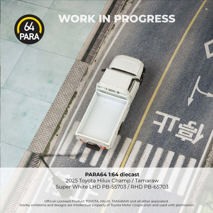 PREORDER PARA64 1/64 2025 Toyota Hilux Champ Tamaraw Super White (LHD) PB-55703 (Approx. Release Date : Q2 2026 subject to manufacturer's final decision)