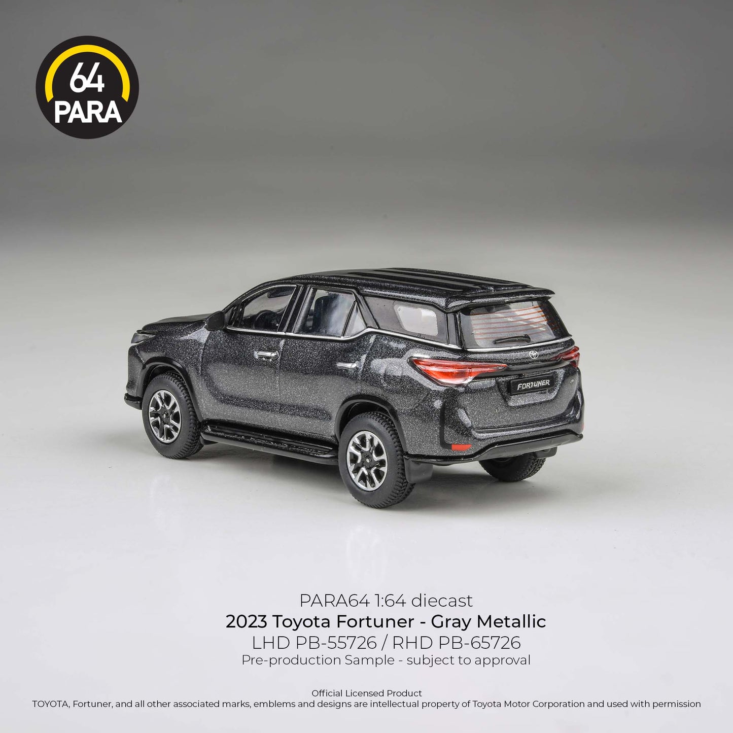 PREORDER PARA64 1/64 2023 Toyota Fortuner Gray Metallic LHD PB-55726 (Approx. Release Date : Q4 2026 subject to manufacturer's final decision)