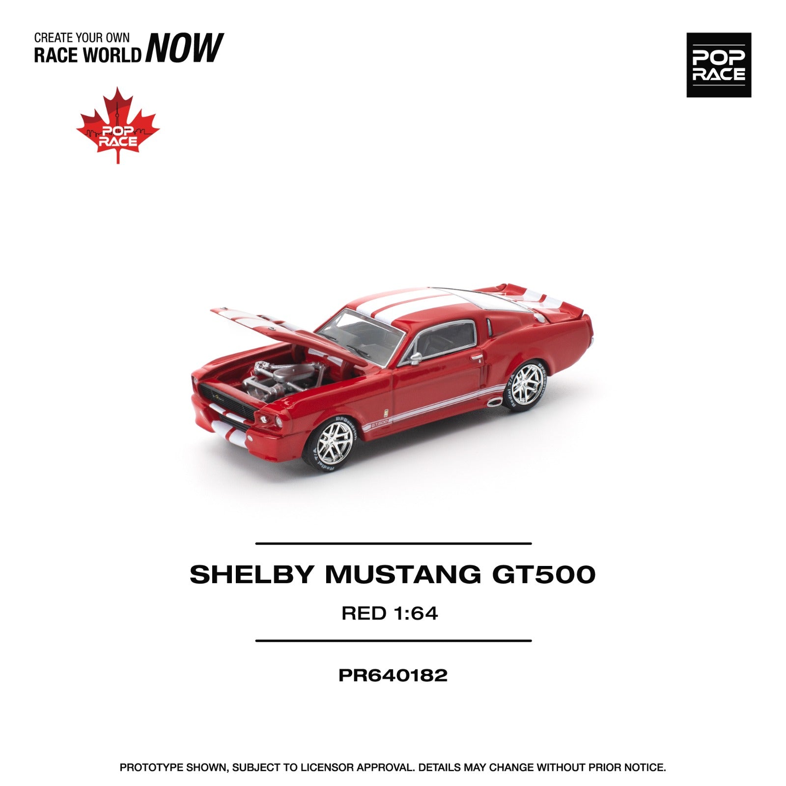 POPRACE 1/64 SHELBY MUSTANG GT500 RED PR640182 **CHASE CARS ARE
