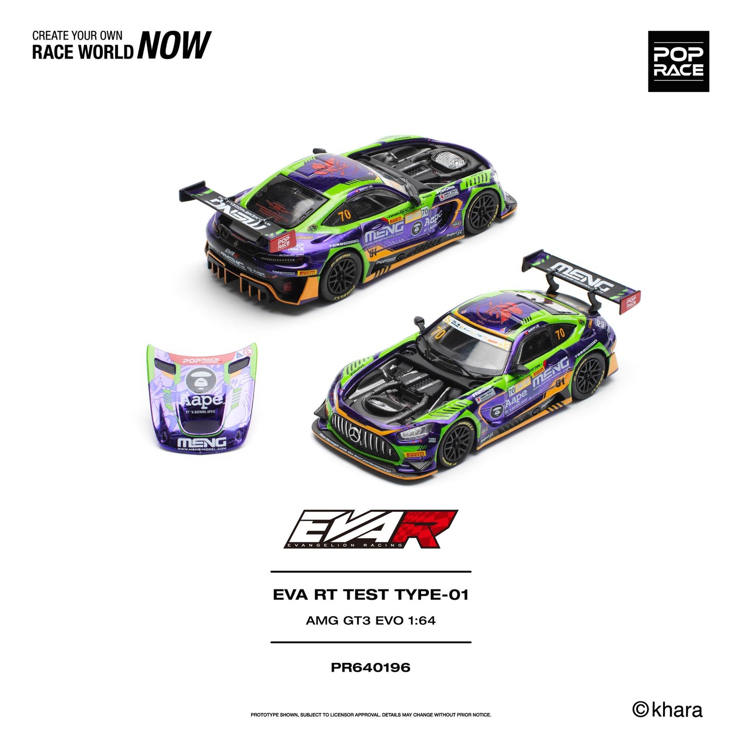 PREORDER POPRACE 1/64 EVA RT TEST TYPE-01 AMG GT3 EVO - MACAU GP 2023 PR640196 (Approx. Release Date: Q1 2027 and subject to the manufacturer's final decision)
