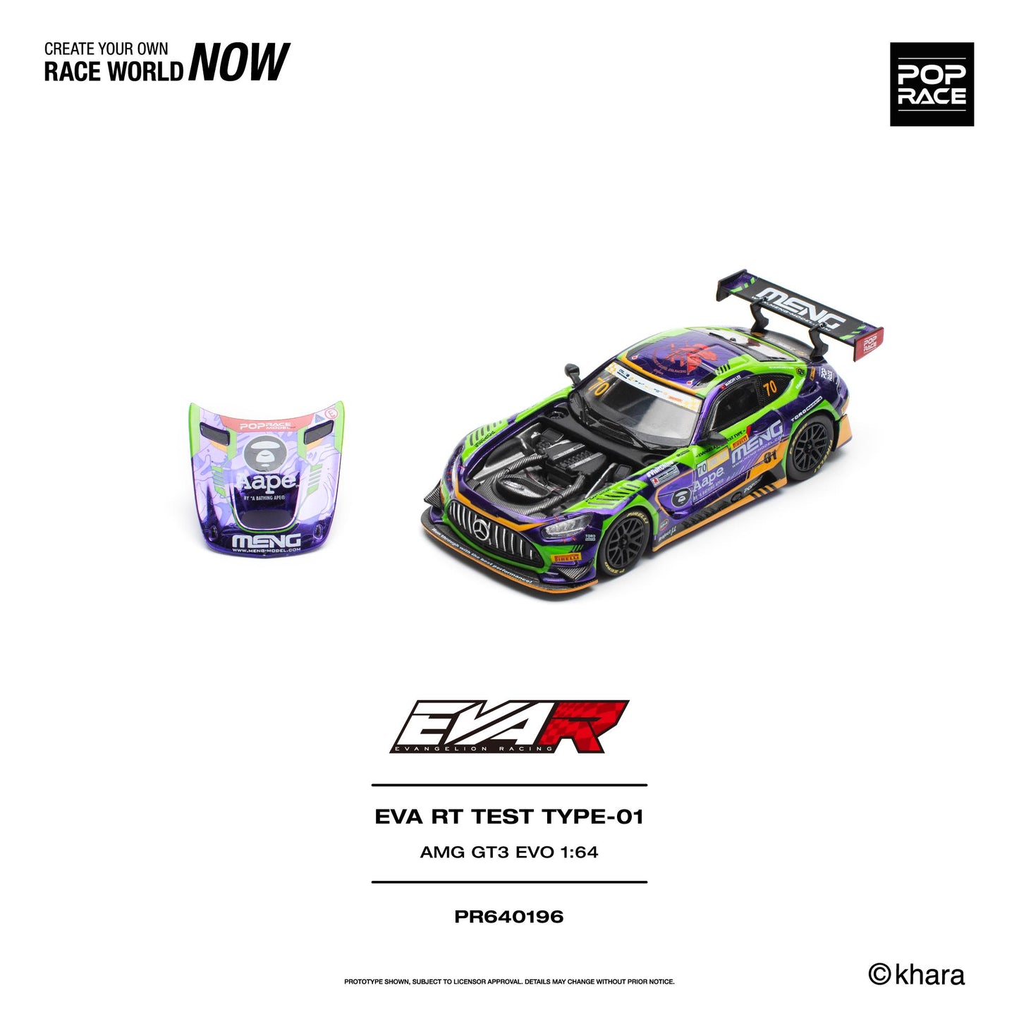 PREORDER POPRACE 1/64 EVA RT TEST TYPE-01 AMG GT3 EVO - MACAU GP 2023 PR640196 (Approx. Release Date: Q1 2027 and subject to the manufacturer's final decision)