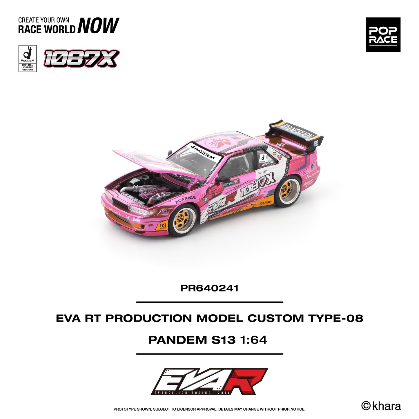 PREORDER POPRACE 1/64 PANDEM SILVIA S13 EVA RT PRODUCTION MODEL CUSTOM TYPE-08 x 1087X PR640241 (Approx. Release Date: Q4 2025 and subject to the manufacturer's final decision)