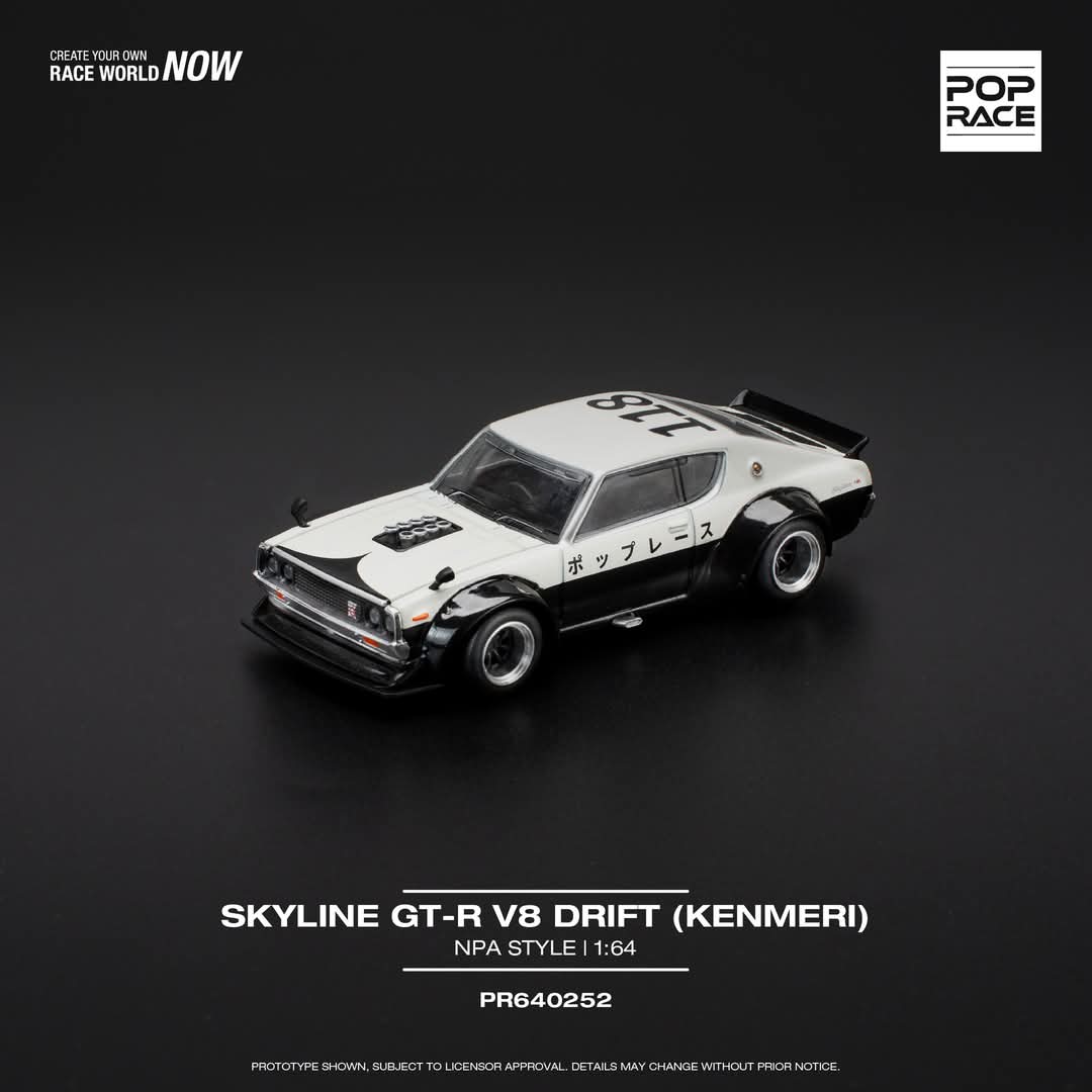 POPRACE 1/64 SKYLINE GT-R V8 DRIFT (KENMERI) - NPA STYLE  PR640252