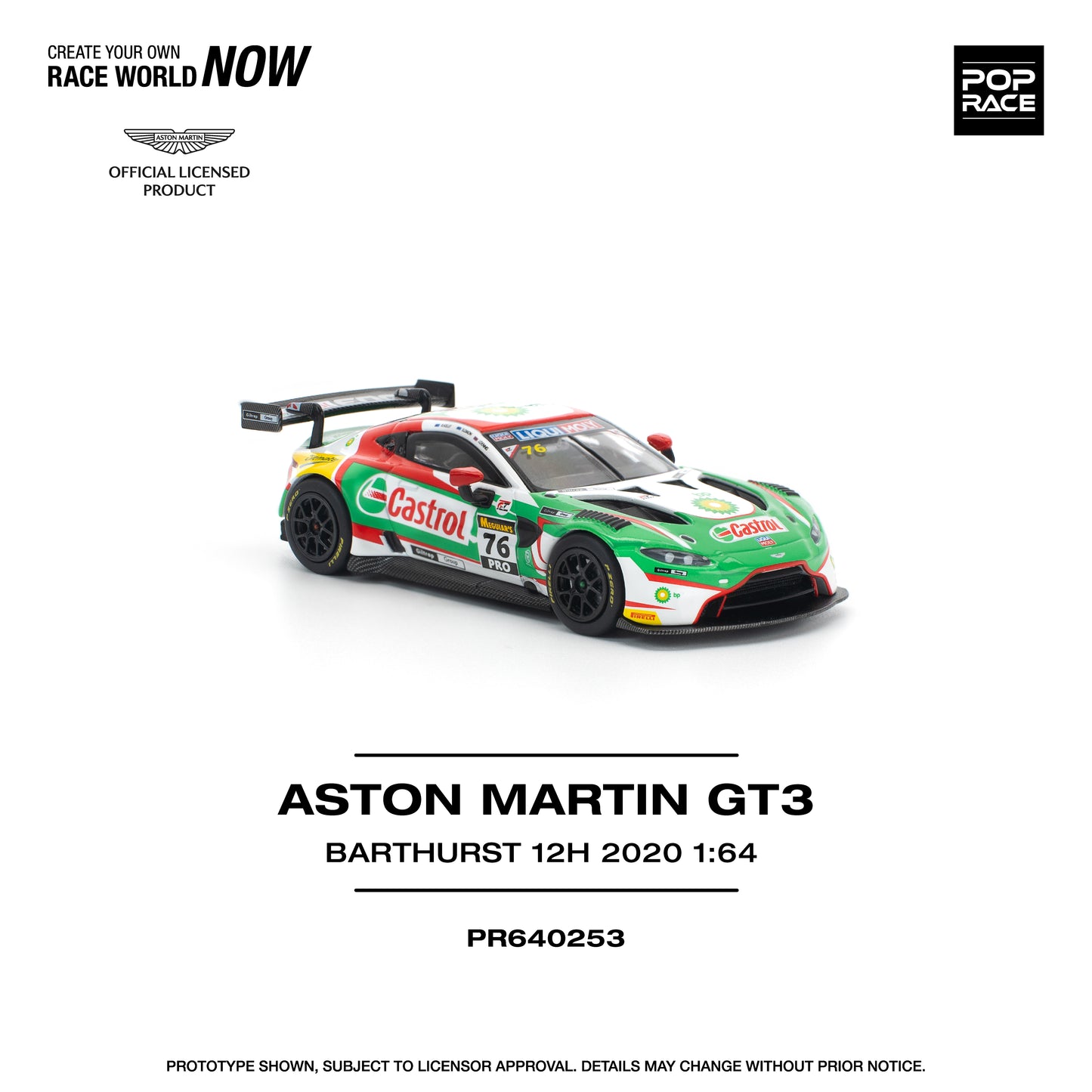 PREORDER POPRACE 1/64 ASTON MARTIN VANTAGE GT3 BATHURST 12H 2020 PR640253 (Approx. Release Date: Q4 2025 and subject to the manufacturer's final decision)