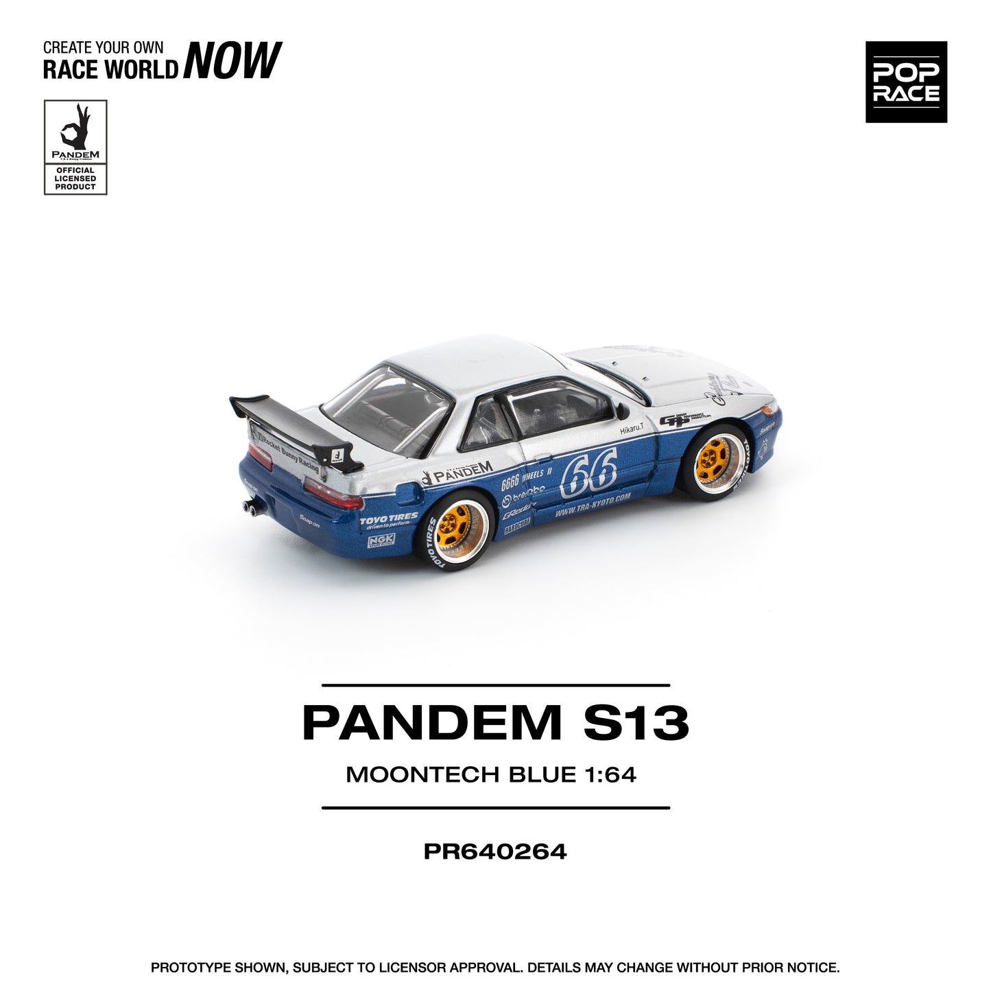 POPRACE 1/64 PANDEM SILVIA S13 MOONTECH BLUE PR640264