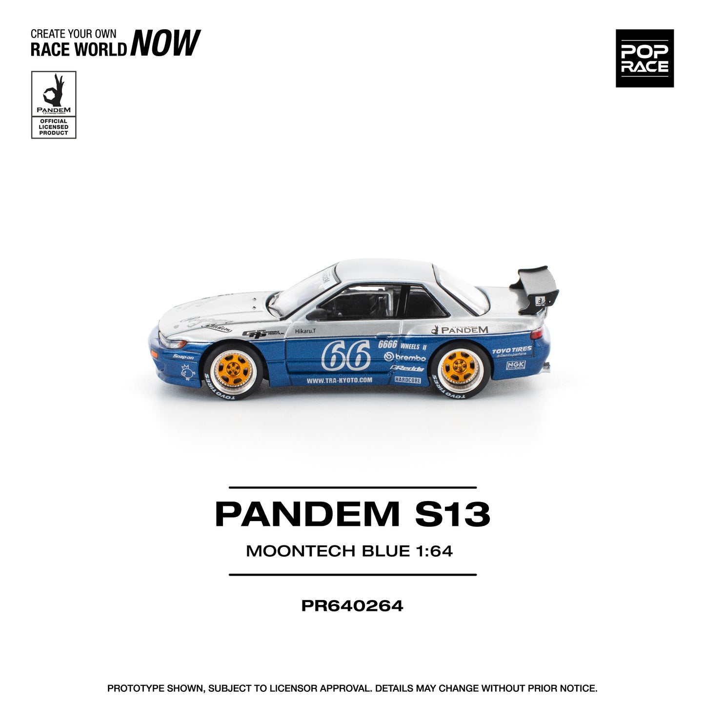 POPRACE 1/64 PANDEM SILVIA S13 MOONTECH BLUE PR640264
