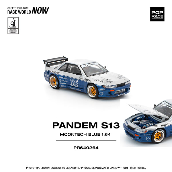 PREORDER POPRACE 1/64 PANDEM SILVIA S13 MOONTECH BLUE PR640264 (Approx. Release Date: Q4 2025 and subject to the manufacturer's final decision)