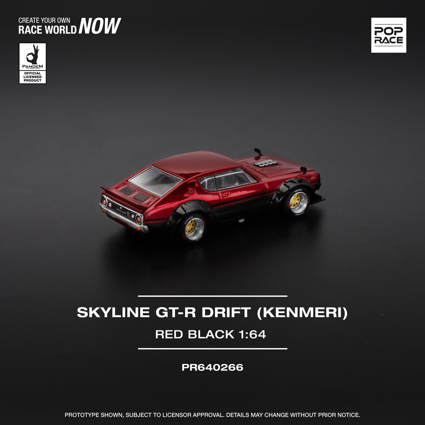 PREORDER POPRACE 1/64 KPGC110 KENMERI - RED/BLACK PR640266 (Approx. Release Date: Q3 2025 and subject to the manufacturer's final decision)