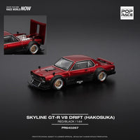 PREORDER POPRACE 1/64 SKYLINE GT-R V8 DRIFT (HAKOSUKA) - RED/BLACK  PR640267 (Approx. Release Date: Q3 2025 and subject to the manufacturer's final decision)