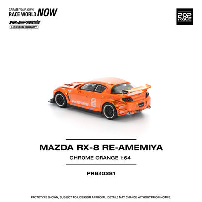 PREORDER POPRACE 1/64 MAZDA RX-8 RE-AMEMIYA CHROME ORANGE PR640281 (Approx. Release Date: Q4 2025 and subject to the manufacturer's final decision)