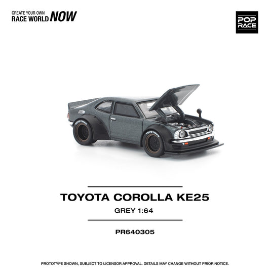 PREORDER POPRACE 1/64 TOYOTA COROLLA KE 25 MATTE GREY PR640305 (Approx. Release Date: Q3 2026 and subject to the manufacturer's final decision)
