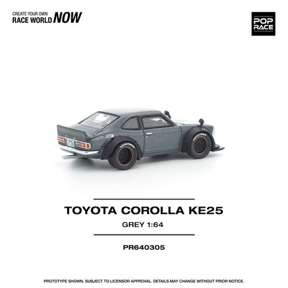 PREORDER POPRACE 1/64 TOYOTA COROLLA KE 25 MATTE GREY PR640305 (Approx. Release Date: Q3 2026 and subject to the manufacturer's final decision)