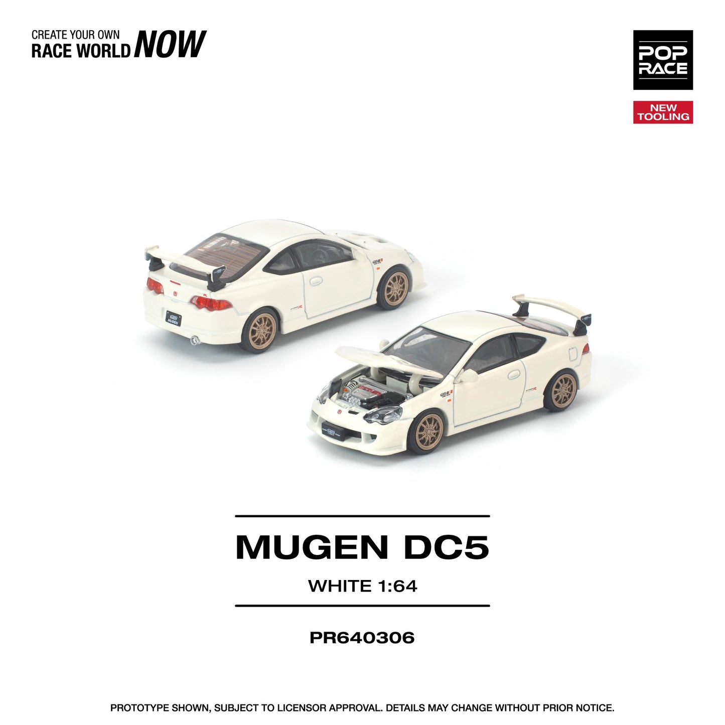 PREORDER POPRACE 1/64 HONDA DC5 MUGEN WHITE PR640306 (Approx. Release Date: Q3 2026 and subject to the manufacturer's final decision)