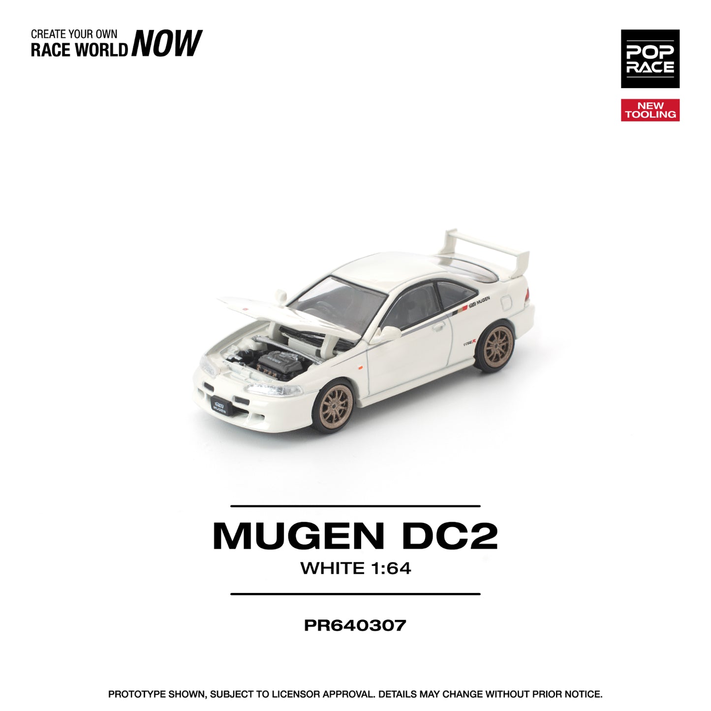 PREORDER POPRACE 1/64 MUGEN DC2 WHITE PR640307 (Approx. Release Date: Q3 2026 and subject to the manufacturer's final decision)