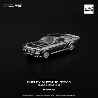 PREORDER POPRACE 1/64 SHELBY MUSTANG GT500 - SILVER CHROME PR640312 (Approx. Release Date: Q3 2025 and subject to the manufacturer's final decision)