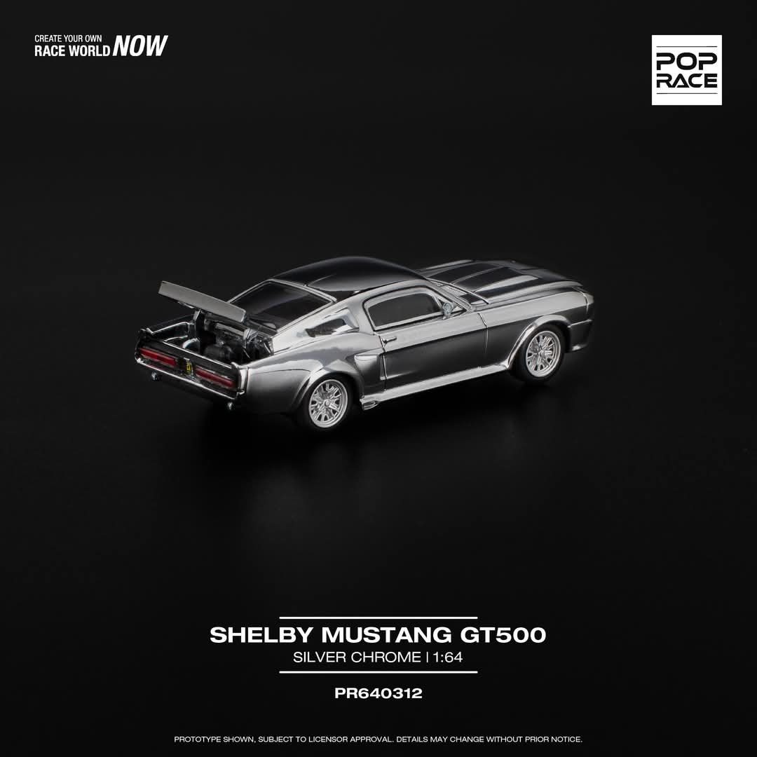PREORDER POPRACE 1/64 SHELBY MUSTANG GT500 - SILVER CHROME PR640312 (Approx. Release Date: Q3 2025 and subject to the manufacturer's final decision)