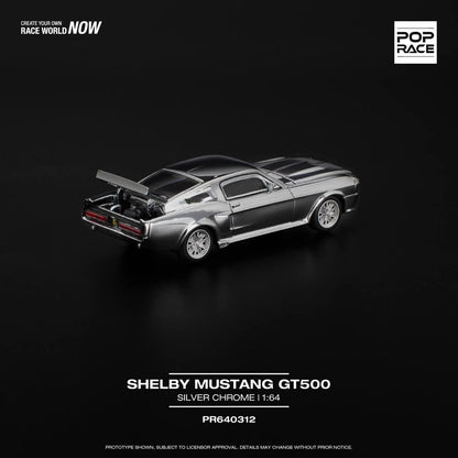 PREORDER POPRACE 1/64 SHELBY MUSTANG GT500 - SILVER CHROME PR640312 (Approx. Release Date: Q3 2025 and subject to the manufacturer's final decision)