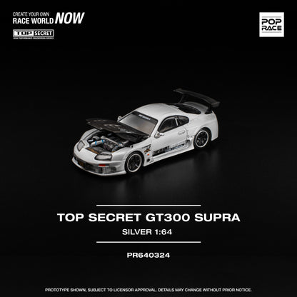 PREORDER POPRACE 1/64 TOP SECRET GT300 SUPRA SILVER PR640324 (Approx. Release Date: Q4 2025 and subject to the manufacturer's final decision)