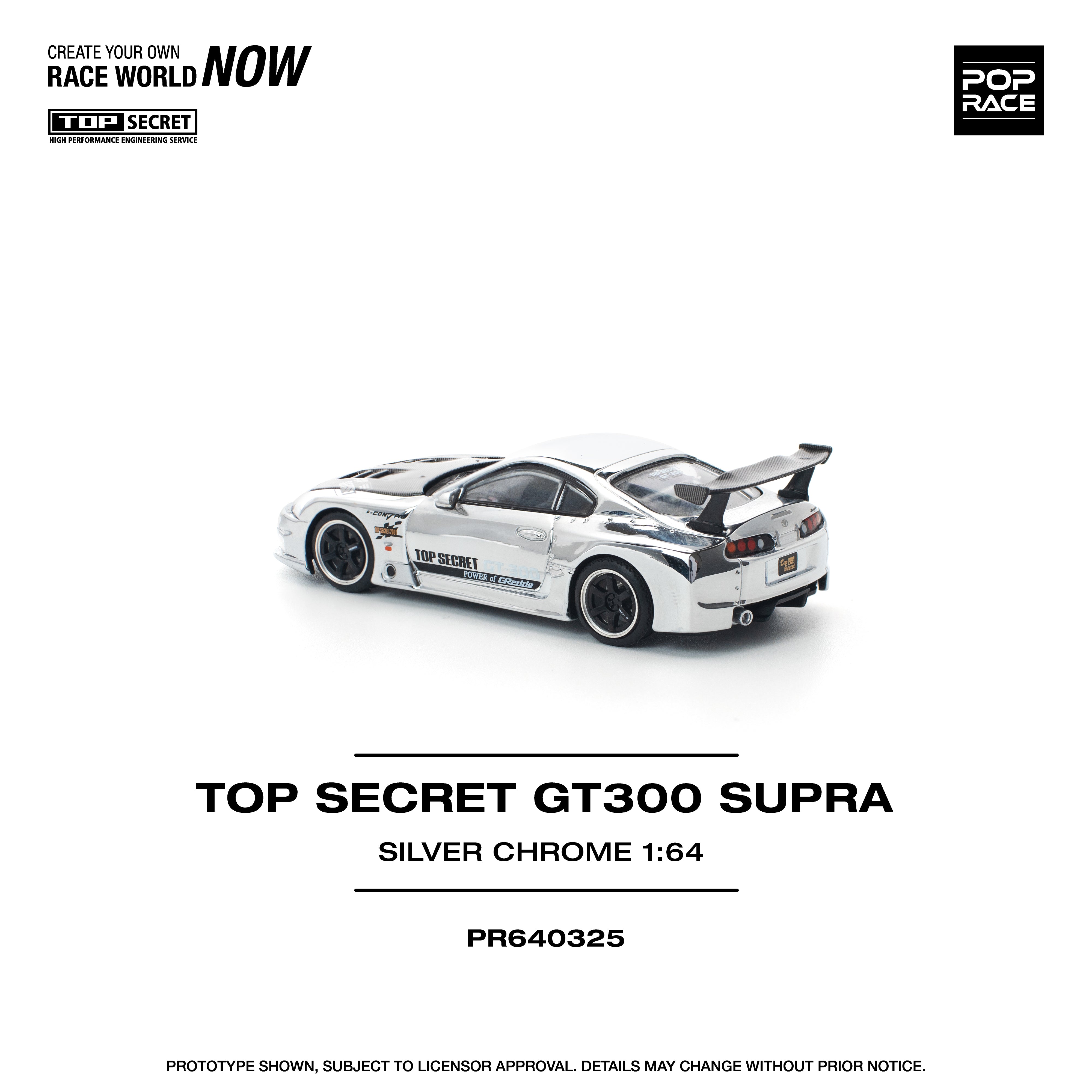 POPRACE 1/64 TOP SECRET GT300 SUPRA - SILVER CHROME PR640325