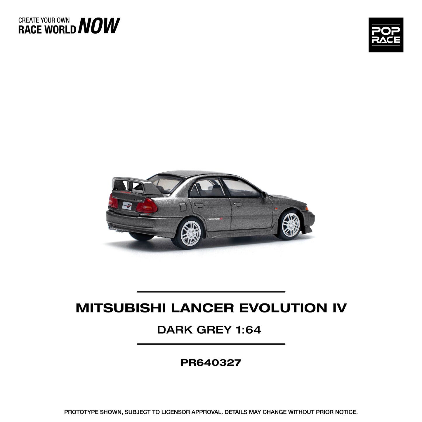 POPRACE 1/64 MITSUBISHI LANCER EVOLUTION IV DARK GREY PR640327