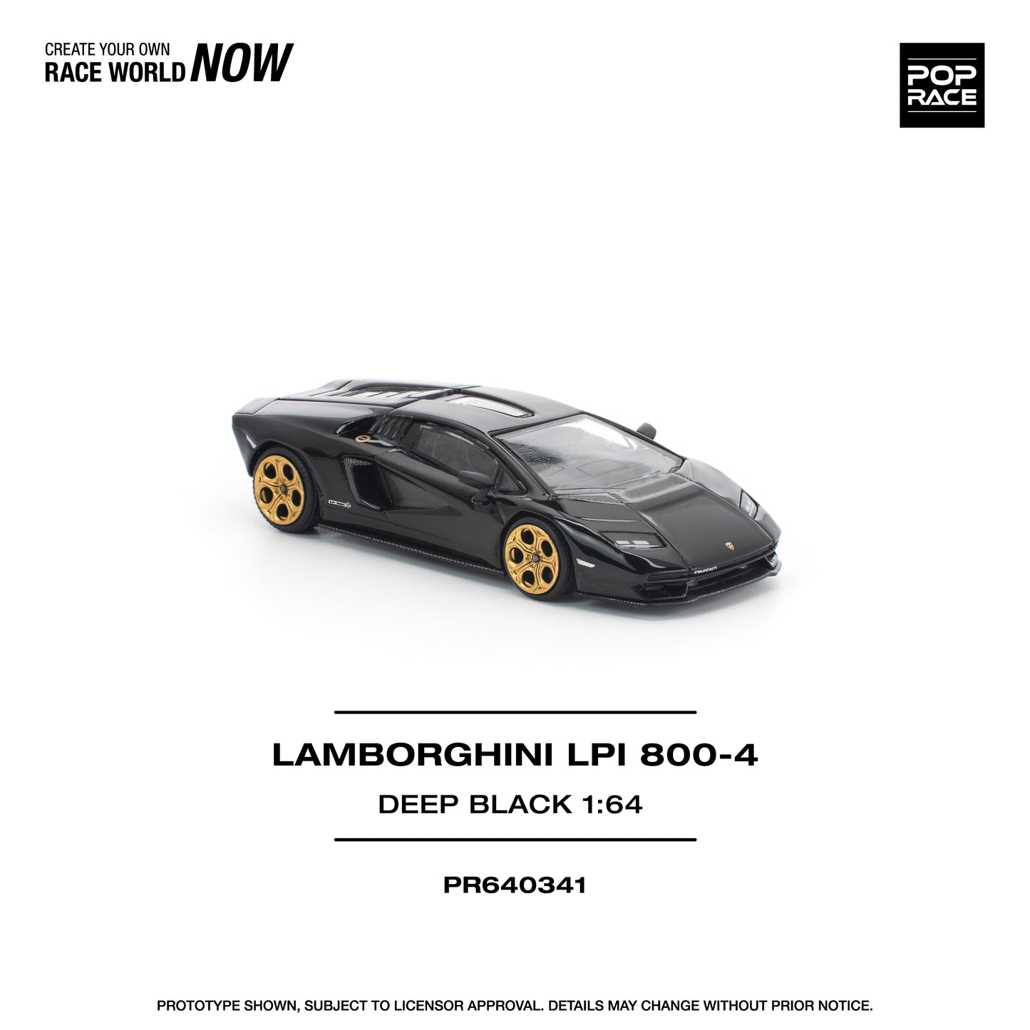 PREORDER POPRACE 1/64 LAMBORGHINI COUNTACH LPI 800-4 DEEP BLACK PR640341 (Approx. Release Date: Q4 2025 and subject to the manufacturer's final decision)