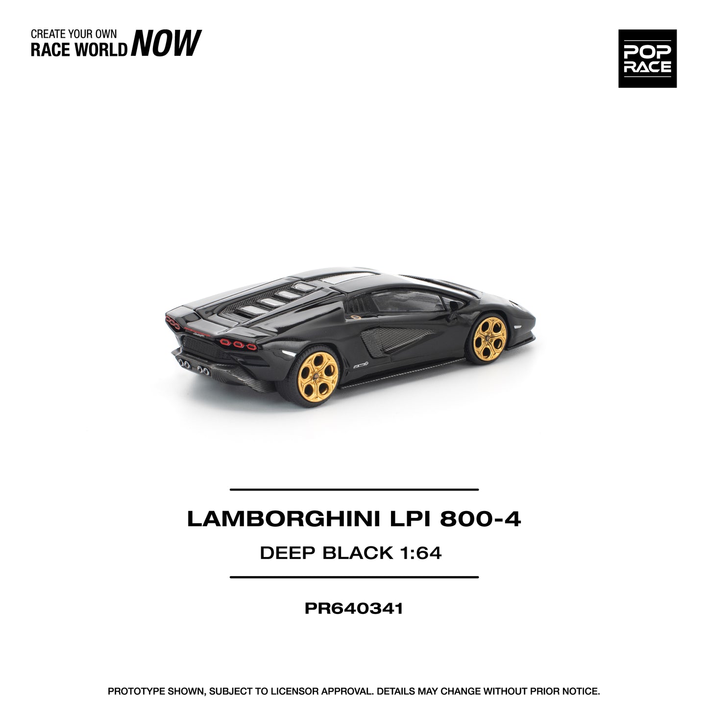 PREORDER POPRACE 1/64 LAMBORGHINI COUNTACH LPI 800-4 DEEP BLACK PR640341 (Approx. Release Date: Q4 2025 and subject to the manufacturer's final decision)